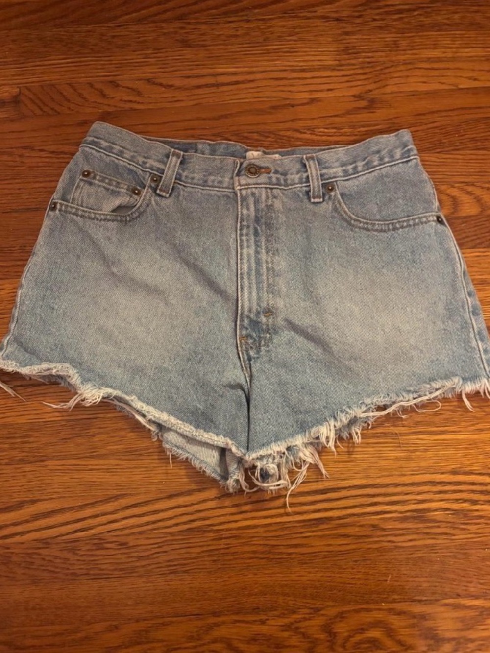 Moda International Light Blue High-Rise Frayed Denim Shorts